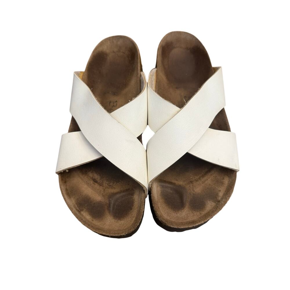 Betula by Birkenstock Leather Criss Cross Slide Sandals Women’s Size 9 White - Picture 2 of 11